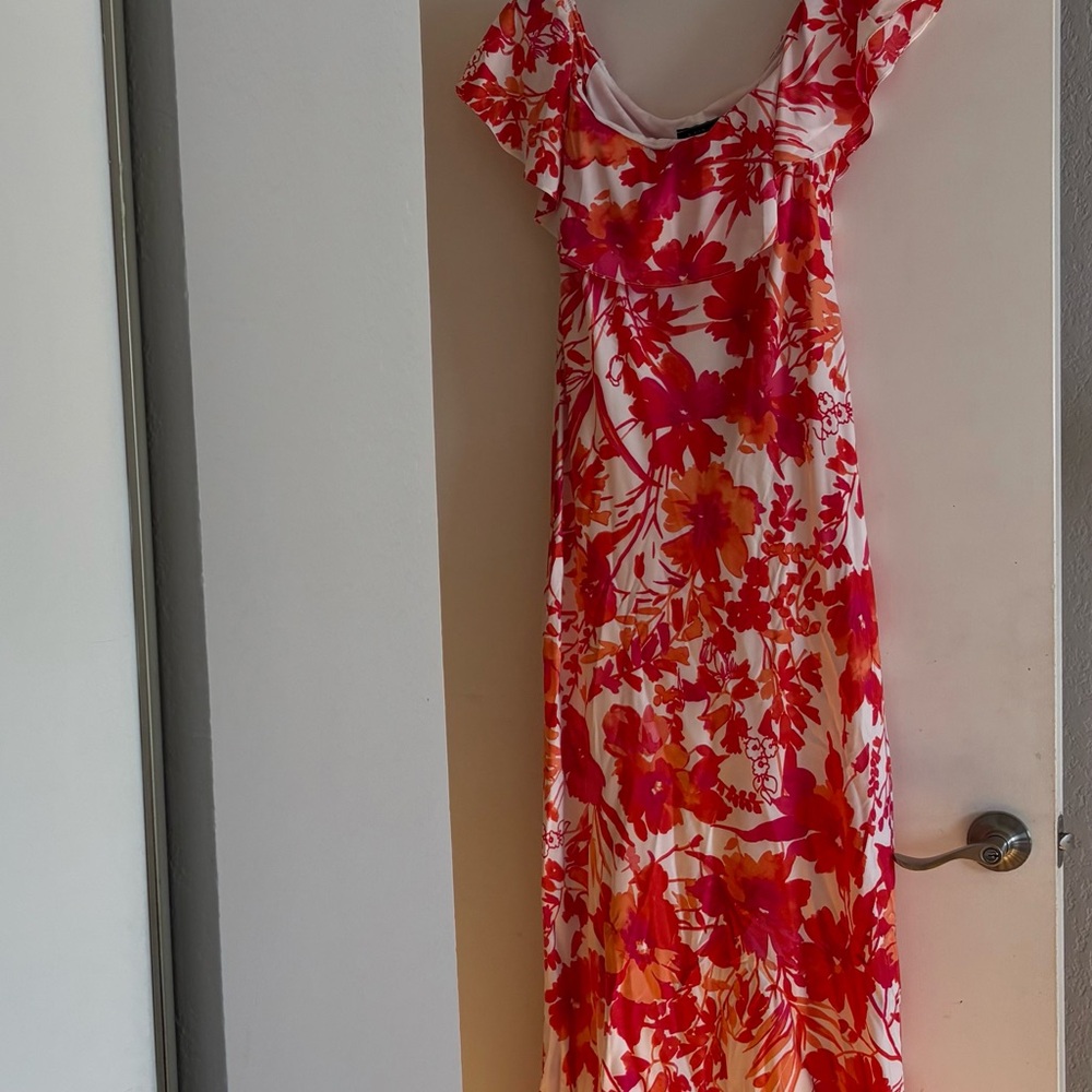 Floral Red and White Women's Dress